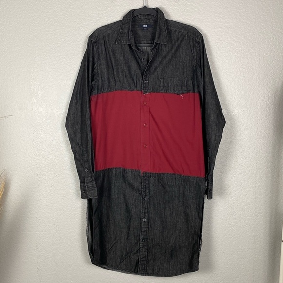 Uniqlo colorblock denim tunic duster - Picture 2 of 7